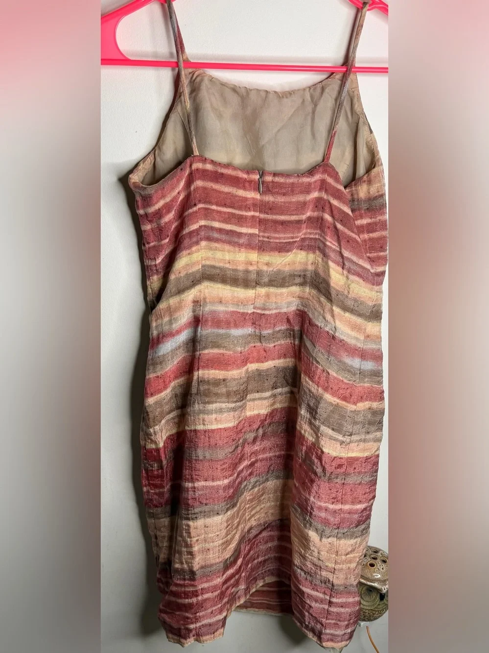 Striped Pink Beige Sheath Dress - Picture 2 of 3